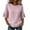 Pink, variant on Women's Round Neck Tops Solid Color Ruffle Trim 1/2 Length Sleeve Tops Casual Fashion Knot Blouses