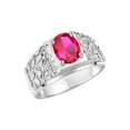 thumbnail image 3 of RYLOS Men's Rings 14K White Gold Designer Nugget Ring Oval 9X7MM Gemstone & Diamonds  Ruby July Birthstone Rings For Man Size 10, 3 of 7