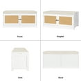 thumbnail image 5 of Eumyviv Shoe Bench with Storage Cabinets, Rattan Storage Bench with 2-Door Seating Cushion and Adjustable Shelves for Hallway Mudroom Walk-in Closet, White S0005, 5 of 10
