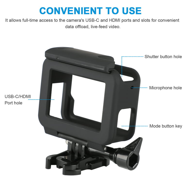 TSV Frame Mount Housing Case for GoPro Hero 7, 6, 5, Hero Protective Case with Accessories Quick Pull Movable Socket and Screw, Compatible GoPro Hero 7, 6, 5, Hero 2018 Cameras - Walmart.com