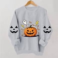thumbnail image 6 of Women's Crewneck Pullover Sweatshirt Halloween Graphic Tops Long Sleeve Casual Fall Shirts Cute Pumpkin Candy Print Loose Fit Activewear for Festivals, 6 of 7