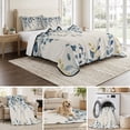 thumbnail image 6 of Twin XL Quilt Set 68''x98'', Navy Blue Eucalyptus Lightweight Summer Bedspread Coverlet Set with 2 Pillow Shams, Farmhouse Weeping Leaves Linen Breathable All Season Quilt Bedding for Dorm/Guest Room, 6 of 9