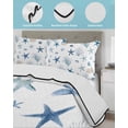 thumbnail image 4 of Quilts Full Size Bedding Set, Blue Starfish Coastal Lightweight Quilted Comforter, Summer Beach Coral Ocean Soft Reversible Bedspread Coverlet with Pillow Covers for All Season, 78" x 90", 4 of 7