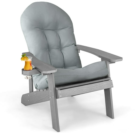 Infans Adirondack Chair HIPS Adirondack Chair w/Cup Holder & Cushion Grey