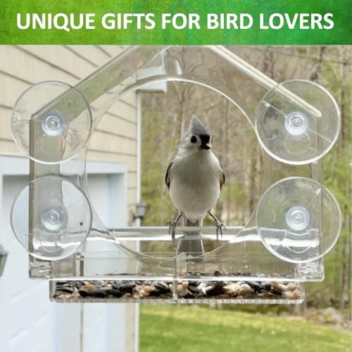 Window Bird Feeders with Strong Suction Cups - Clear Window Bird Feeders for Outside - Wild Bird Watching, Easy to Clean, Outdoor Birdhouse - Perfect for Garden,Yard,Elderly Viewing