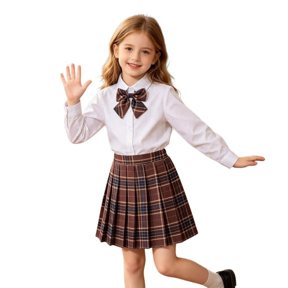 HGIEYS Girls Pleated Mini Skirt High Waist Tennis School Uniform Skirts Plaid Pleated Skirt Built-in Shorts 9-10 Years