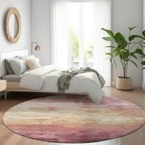 Addison Rugs Chantille Indoor/Outdoor Transitional Geometric, Abstract Mauve Washable Round Rug, 8' x 8'