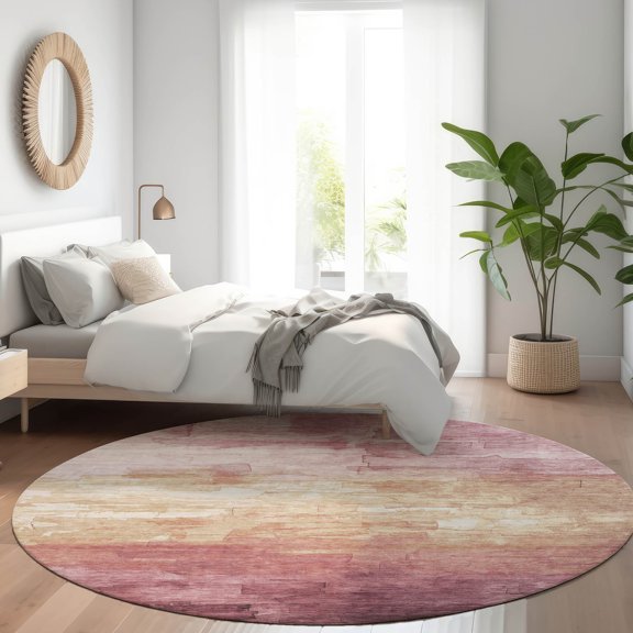 Addison Rugs Chantille Indoor/Outdoor Transitional Geometric, Abstract Mauve Washable Round Rug, 8' x 8'