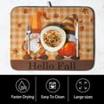 thumbnail image 4 of Hello Fall Autumn Gnomes Dish Drying Mat 18x24 Thanksgiving Pumpkin Maple Leaves Harvest Kitchen Drying Mat Orange White Buffalo Plaid Dish Drainer Mat Ultra Absorbent Dish Rack Pad for Coffee Bar, 4 of 6