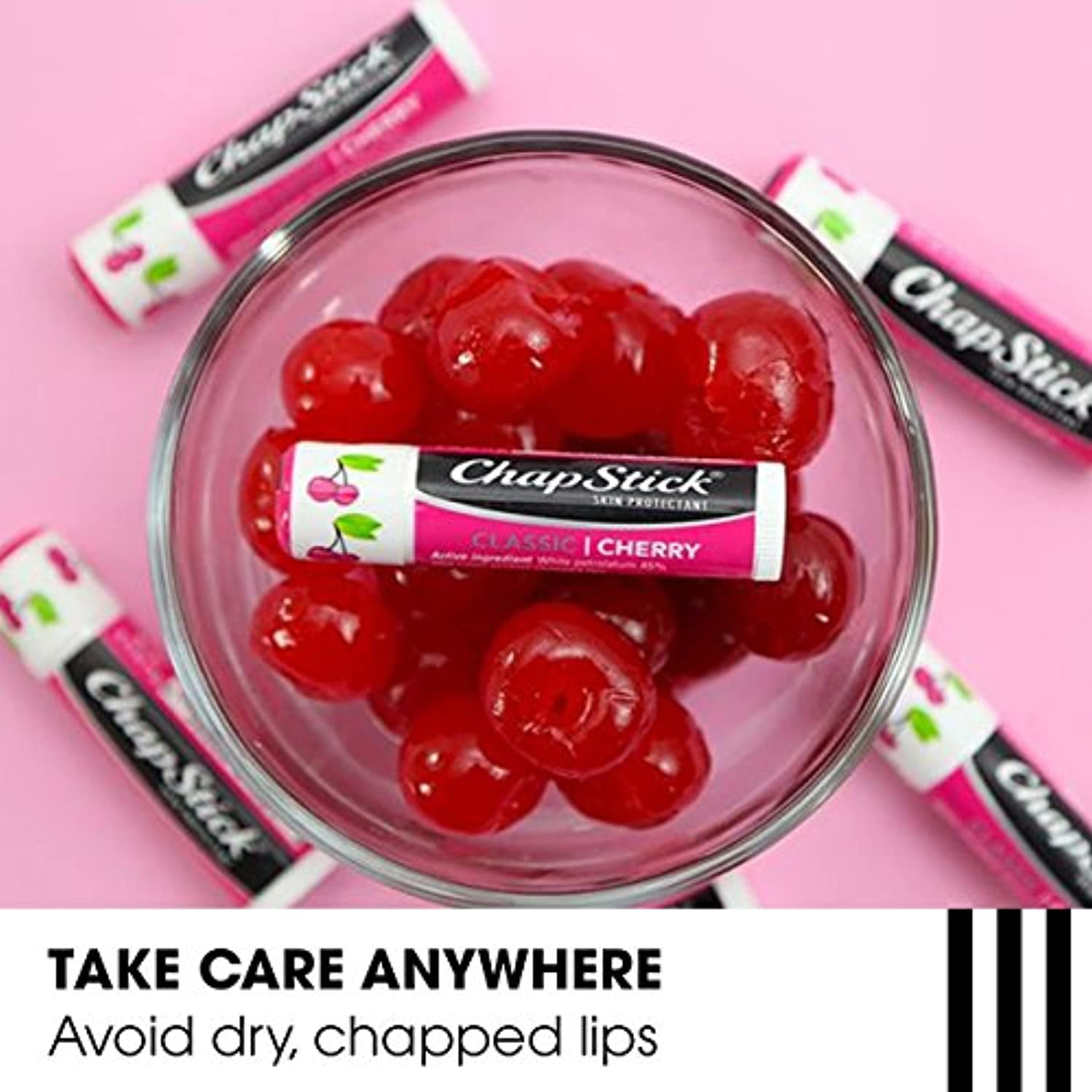 Chapstick Classic Lip Balm, Classic Cherry, 3 Ct, 0.15 oz (6 pack)