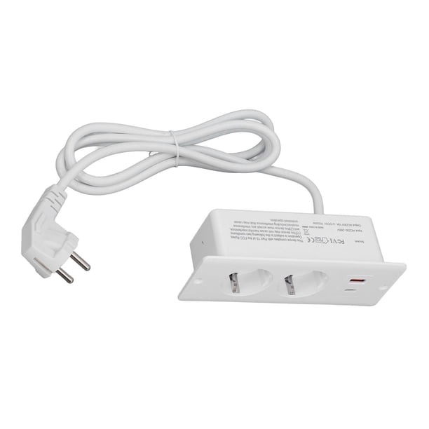 Enchufe Integrado, USB C, Puerto USB A, Regleta De Alimentación De Escritorio, Enchufe Multiusos De La UE, 230-265 V, Tomacorrientes De 2 Vías, Cable De 1,5 Metros, Instalación