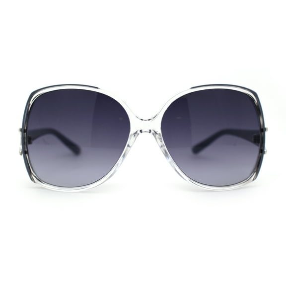 Womens Classic 90s Butterfly Diva Plastic Sunglasses Clear Grey Tort Smoke
