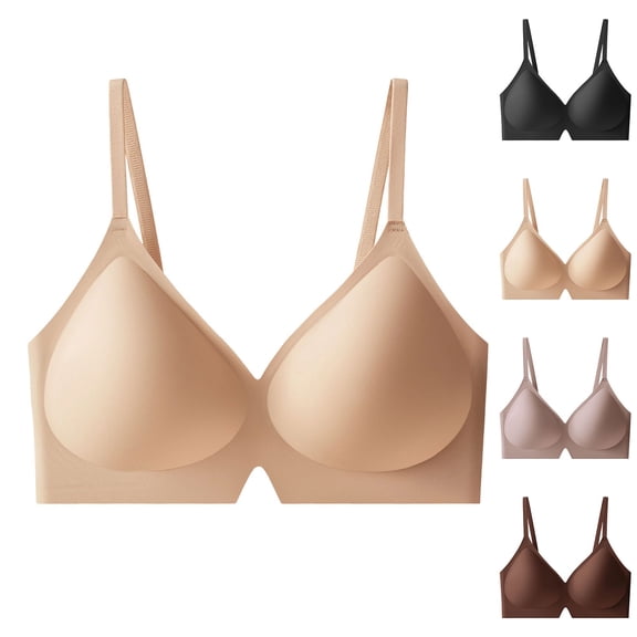 Bixock Jelly Bras for Women Wireless Solid Color Lightweight Jelly Support Breathable Fabric Gentle Push Up for Everyday Daily Wear Bra