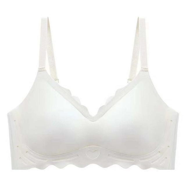 Bras for Women Solid Color Seamless Underwear Without Steel Rims Detachable Chest Sagging Wave Pattern Bra Plus Size Bra White M