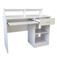 thumbnail image 3 of Computer Desk with Keyboard Tray, Wooden Storage Desk with Drawer and Storage Shelves,  Laptop Studying Writing Desk with Bookshelf for Home, Office, Bedroom, Small Space, 3 of 8