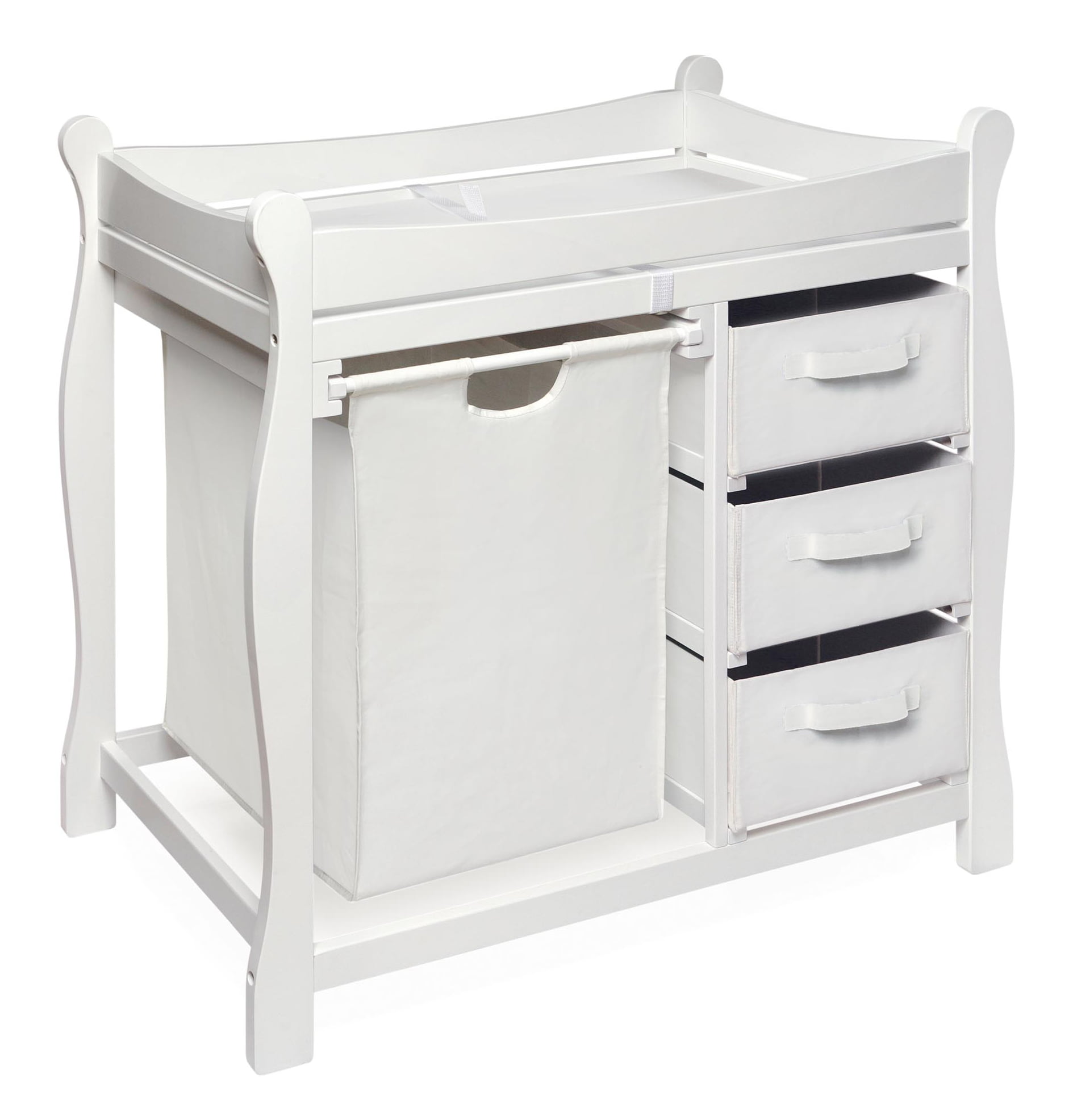 Corner Changing Table Baby Diaper Nappy Station with Hamper Nursery Gift Dresser 