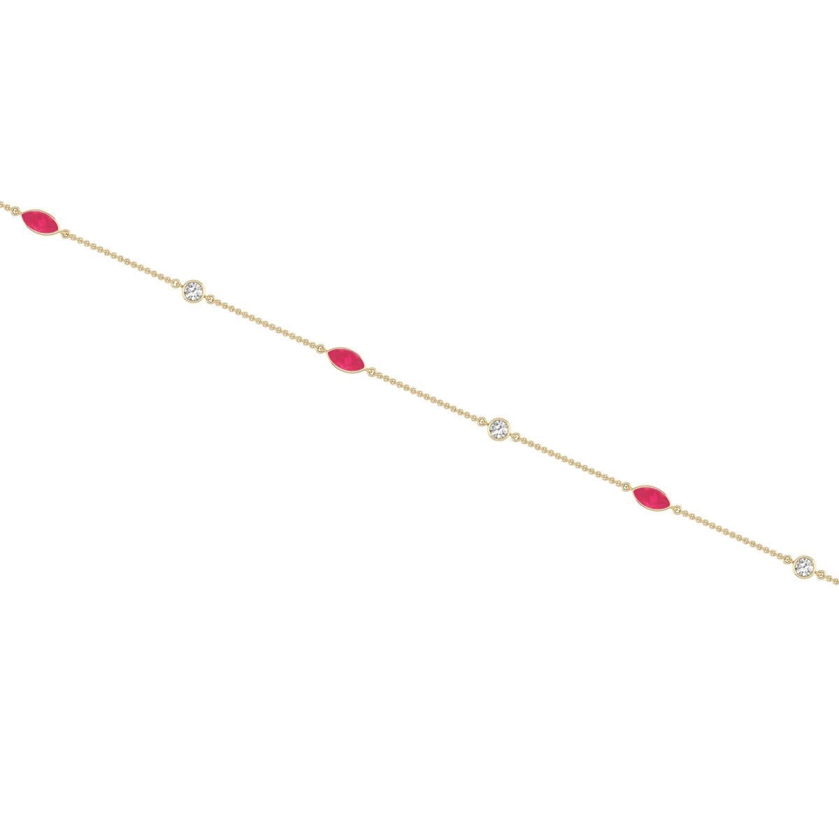 TimeLe$$ Classics Birthstone Jewelry 1 Carat TW Natural Diamond and Pear Shape Ruby Gemstone Necklace in 14K Yellow Gold