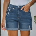 thumbnail image 2 of Huesdet Women's High Waisted Stretchy Denim Shorts Jean Shorts Blue,XL, 2 of 9
