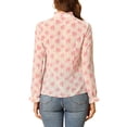 thumbnail image 3 of Unique Bargains Femmes Semi-Transparente Cravate Cou Blouse Volant Élégant Floral Haut, 3 of 6