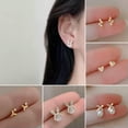 thumbnail image 4 of HOOUN Fashion 925 Silver Small Rabbit Moon Heart Zircon Ear Stud Hoop Earrings Women-#9, 4 of 9