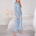 thumbnail image 3 of Lsque White Bule Glitter Pattern Long Sleeve Pajama Set for Women - Soft 2-Piece Sleepwear and Loungewear Set with Pockets, Comfy Nightwear-Large, 3 of 7