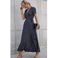 thumbnail image 4 of Women's Summer Wrap Maxi Dress Casual Boho Floral V Neck Short Sleeve Ruffle Hem, 4 of 5