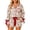 Brown, variant on EANJE Women Christmas Satin Pajama Set Christmas Holiday Pajama Sets 2 Piece Satin Nightwear Button Down V‑neck Long Sleeve Tops Short Sleeve Shorts Brown S