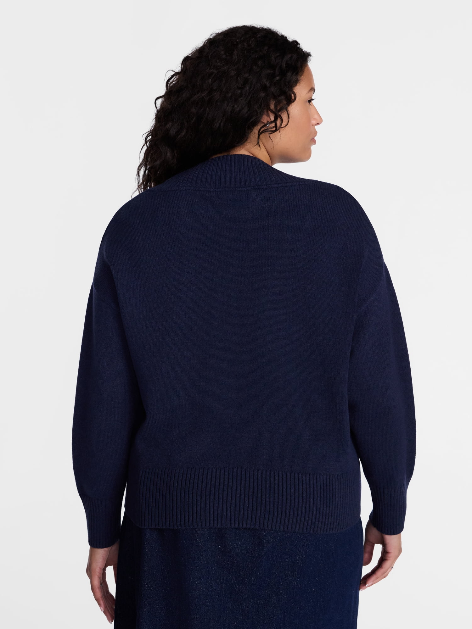Terra & Sky Women's Plus Deep V-Neck Sweater with Long Sleeves, Midweight, Sizes 0X-5X