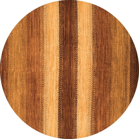 Ahgly Company Indoor Round Abstract Orange Contemporary Area Rugs, 4' Round