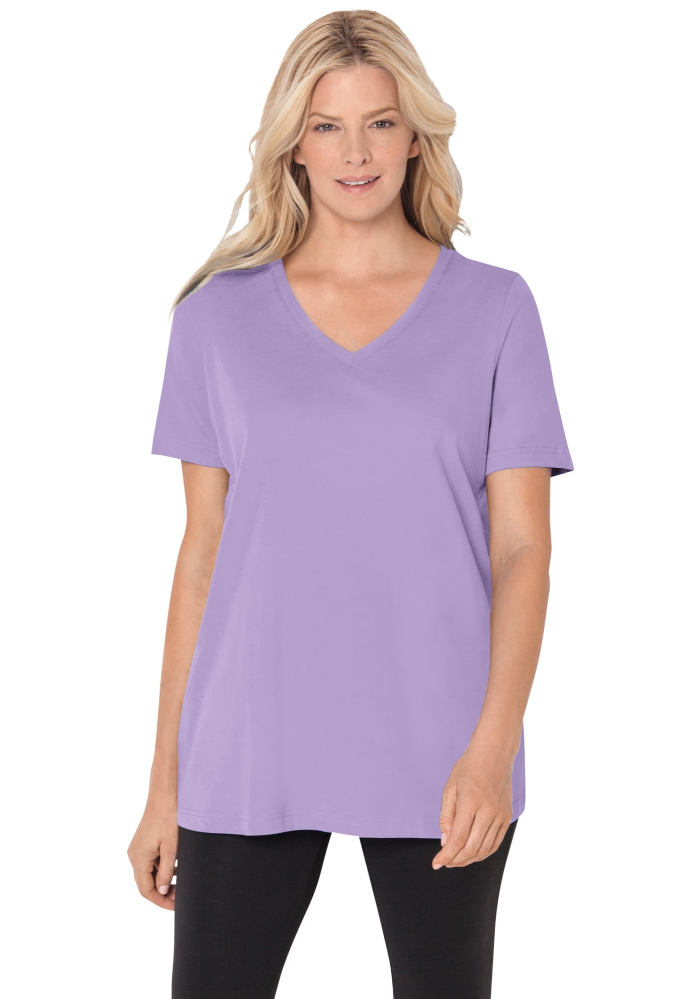 Woman Within Womens Plus Size Perfect V-Neck Tee 