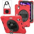 thumbnail image 2 of For iPad Mini 7th/6th Generation Case 8.3 inch 2024/2021, 360 Hand Strap, Shoulder Strap, Kickstand, Rugged Drop Protection, Red, 2 of 6