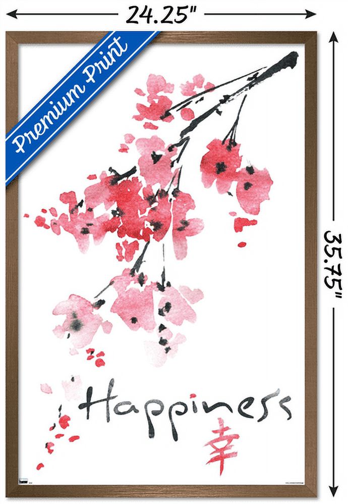 Sakura Tree - Happiness Wall Poster, 22.375" x 34", Framed