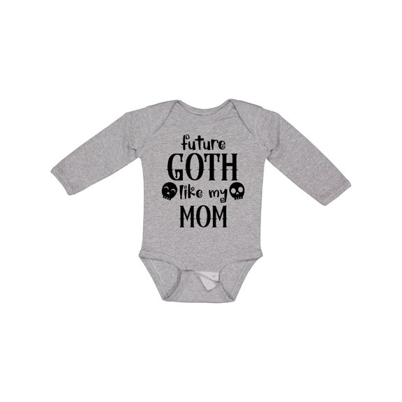 Inktastic Future Goth Like My Mom with Skulls Boys or Girls Long Sleeve Baby Bodysuit