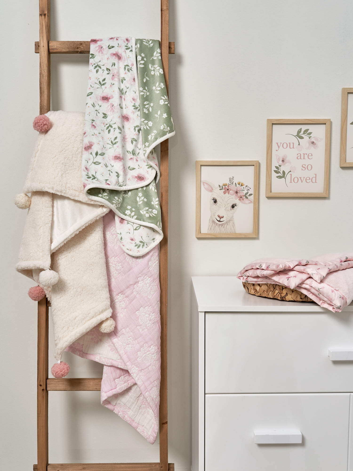 Modern Moments By Gerber Baby & Toddler Girls Reversible Plush Blanket, Ivory