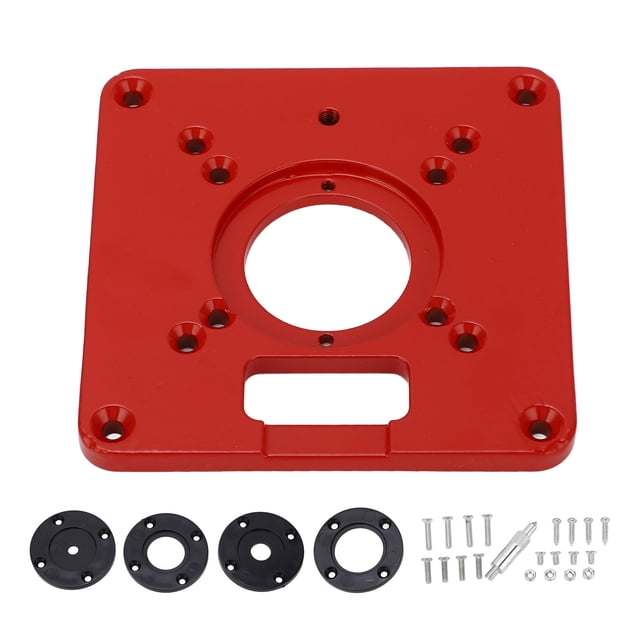 Red Universal Router Table Insert Plate - Premium Aluminum Alloy Router Flip Board with Dual Alignment Scales, Secure Clamping, Easy Installation for Woodworking Trimming Machine Reversing, Includes