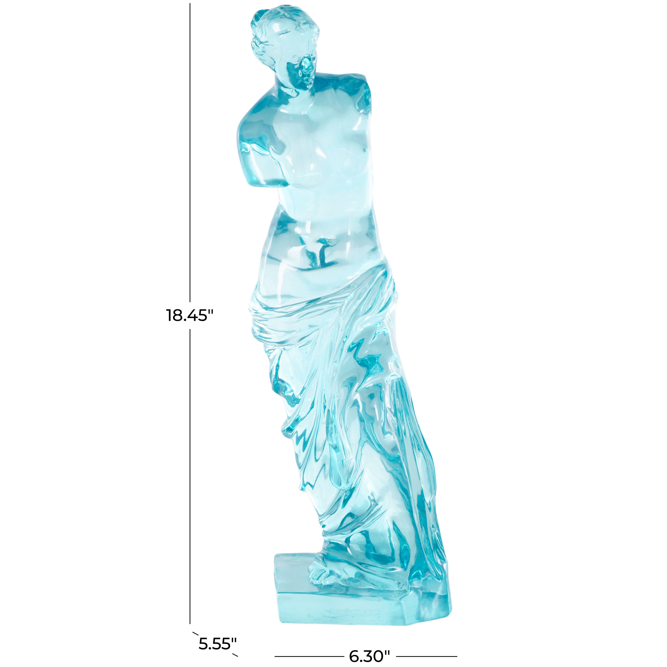 6" x 18" Light Blue Resin Tinted Woman Sculpture, by DecMode