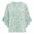 thumbnail image 5 of ICHUANYI Womens 3/4 Length Sleeve Tops Summer Ruffle Sleeve Blouses V-Neck Lace T-Shirts Dressy Casual Top, 5 of 6