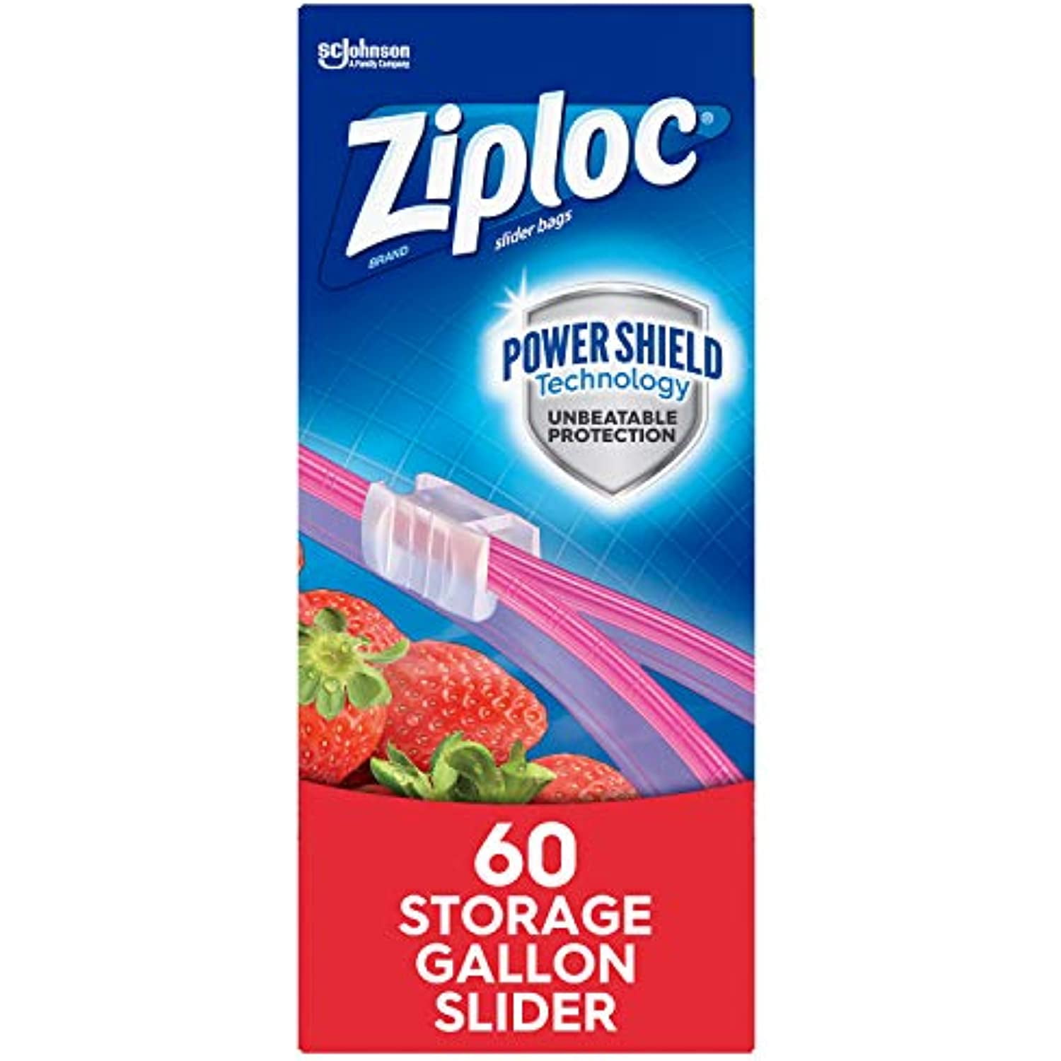 Ziploc Brand Slider Storage Gallon Bags With Power Shield Technology