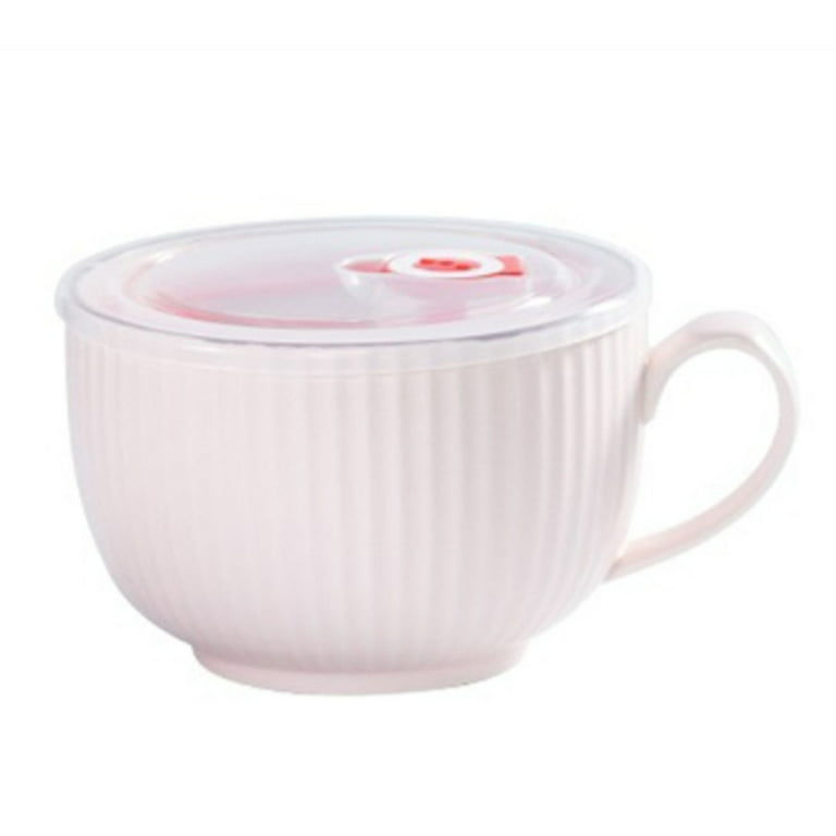 Qeeadeea Ceramic Soup Bowls With Lid, Large Soup Cup With Handle