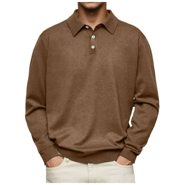 Camisa informal de manga larga con botones y color liso para hombre: diseño con solapa, material de poliéster, adecuada para el trabajo y la oficina, tallas S-XXXL.