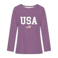 thumbnail image 3 of CaiJunJia Clearance No Boundaries Long Sleeve Tops,Women's Long Sleeve Shirts USA Letter Graphic Tops Causal Fashion Round Neck Basic Tee,2024 Fall Winter Clothes, 3 of 3