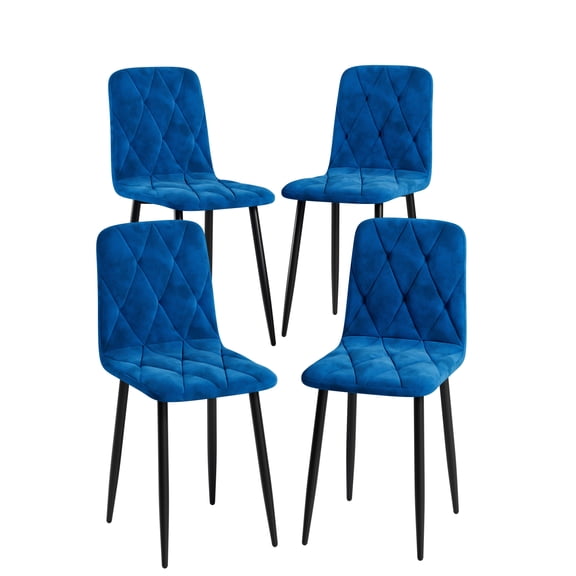 Contemporary Dining Chair Set | Velvet Upholstered Chairs | Sturdy Metal Legs | Kitchen & Dining Room | 4 Chairs