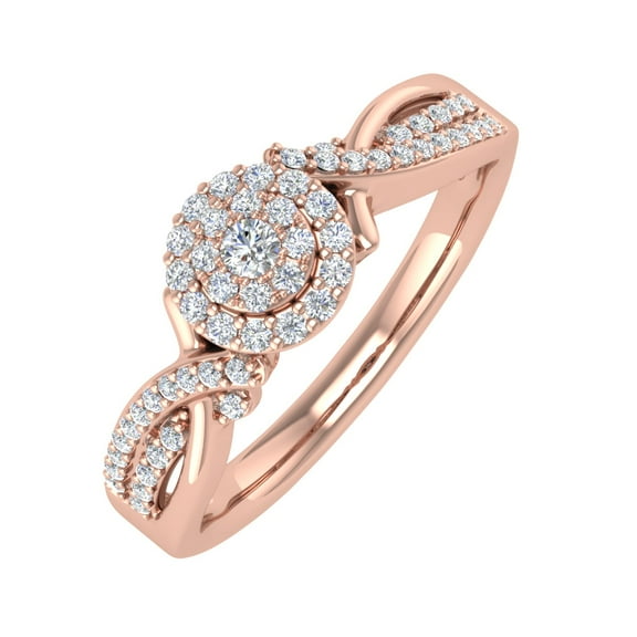 1/4 Carat Round Diamond Engagement Ring in 10K Rose Gold (Ring Size 4)
