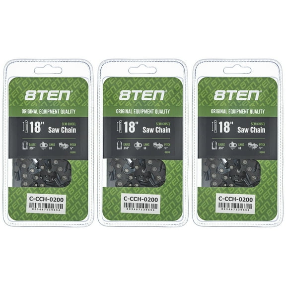 Semi Chisel Chainsaw Chain 18 inch .058 3/8 68DL for Husqvarna Jonsered 3 Pack 810-CCC2422H