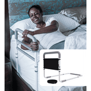 HEALTHCRAFT Assista-Rail for Elderly Adults Safety with Heigh Adjustable, Padded Non-Slip Handle & Bedside Organizer, Safety Bed Rail for Seniors & Surgery Patients- Fits any Bed Size King, Queen,Full