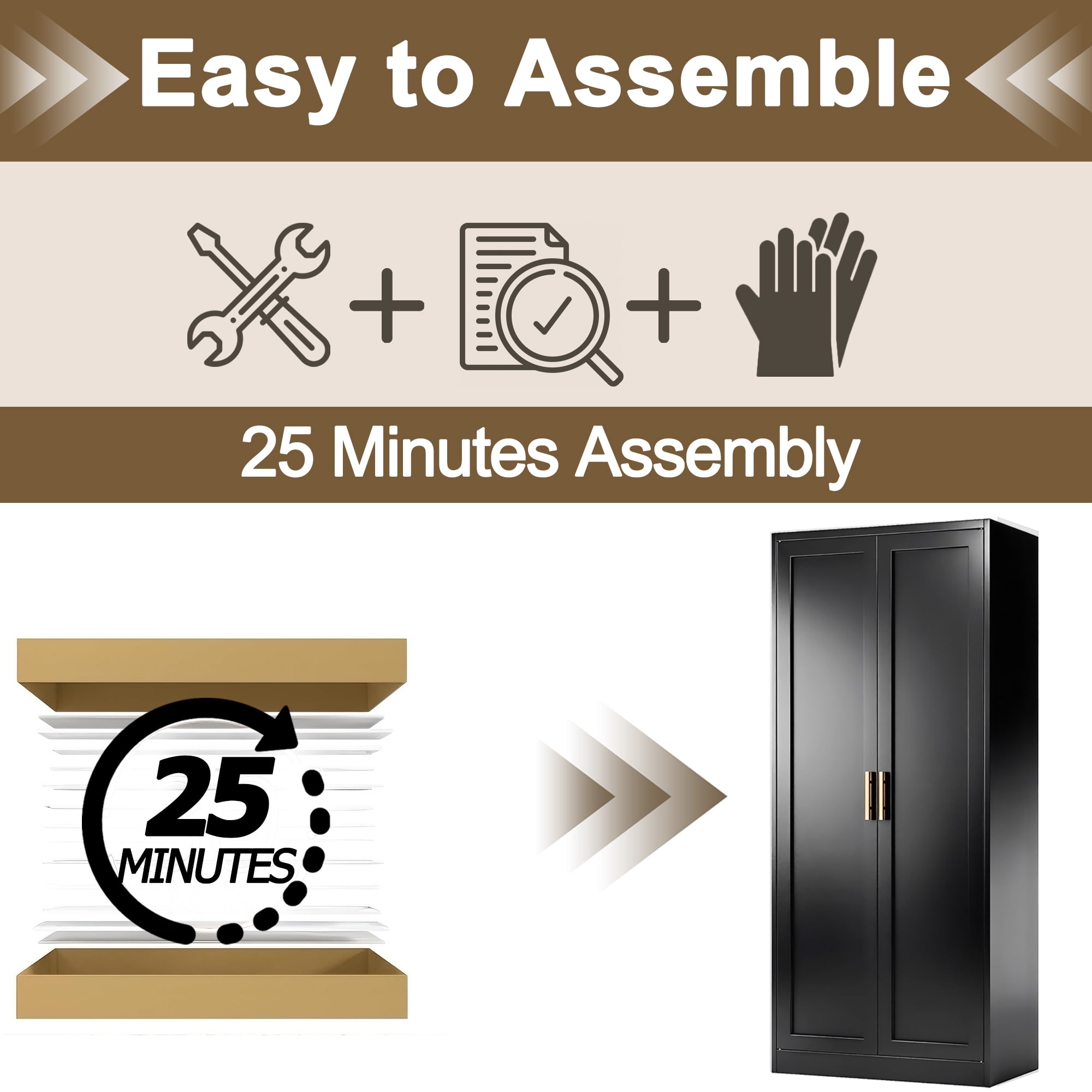 CJF Modern Metal Kitchen Pantry Cabinet, 71" Tall Lockable Storage Cabinet with 2 Doors & 4 Adjustable Shelves, Black