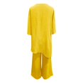 thumbnail image 5 of NMMUED Summer Women’s Cotton Linen 2 Piece Lounge Set Casual Outfits Asymmetrical Draped Top Wide Leg Pants with Pockets Relaxed Fit Lightweight Matching Loungewear Linen 2 Piece Set for Women, 5 of 5