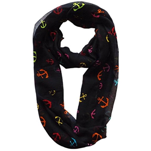 Peach Couture All season Infinity Loop Scarves Rainbow Anchor Print