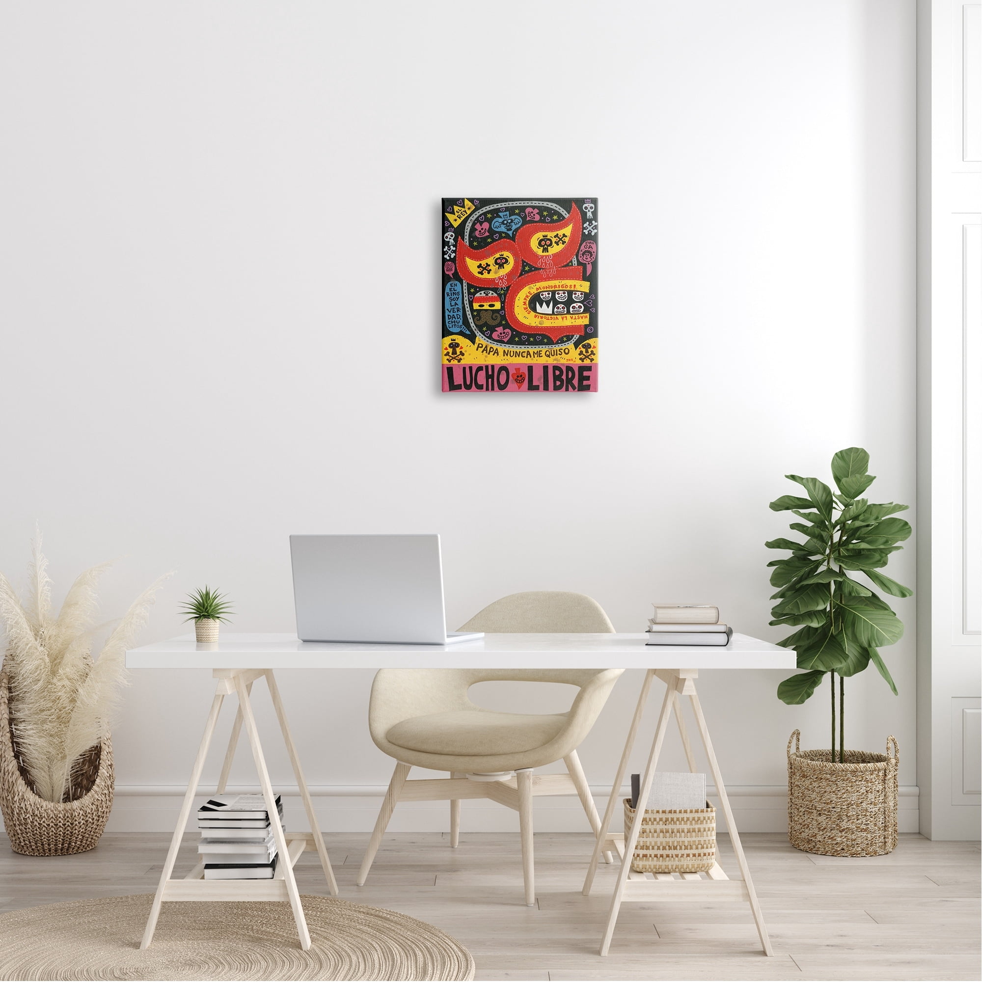 Stupell Industries Bold Lucho Libre Wrestling Mask Skull Shapes Pattern Canvas Wall Art, 30 x 40, Design by Jorge R. Gutierrez