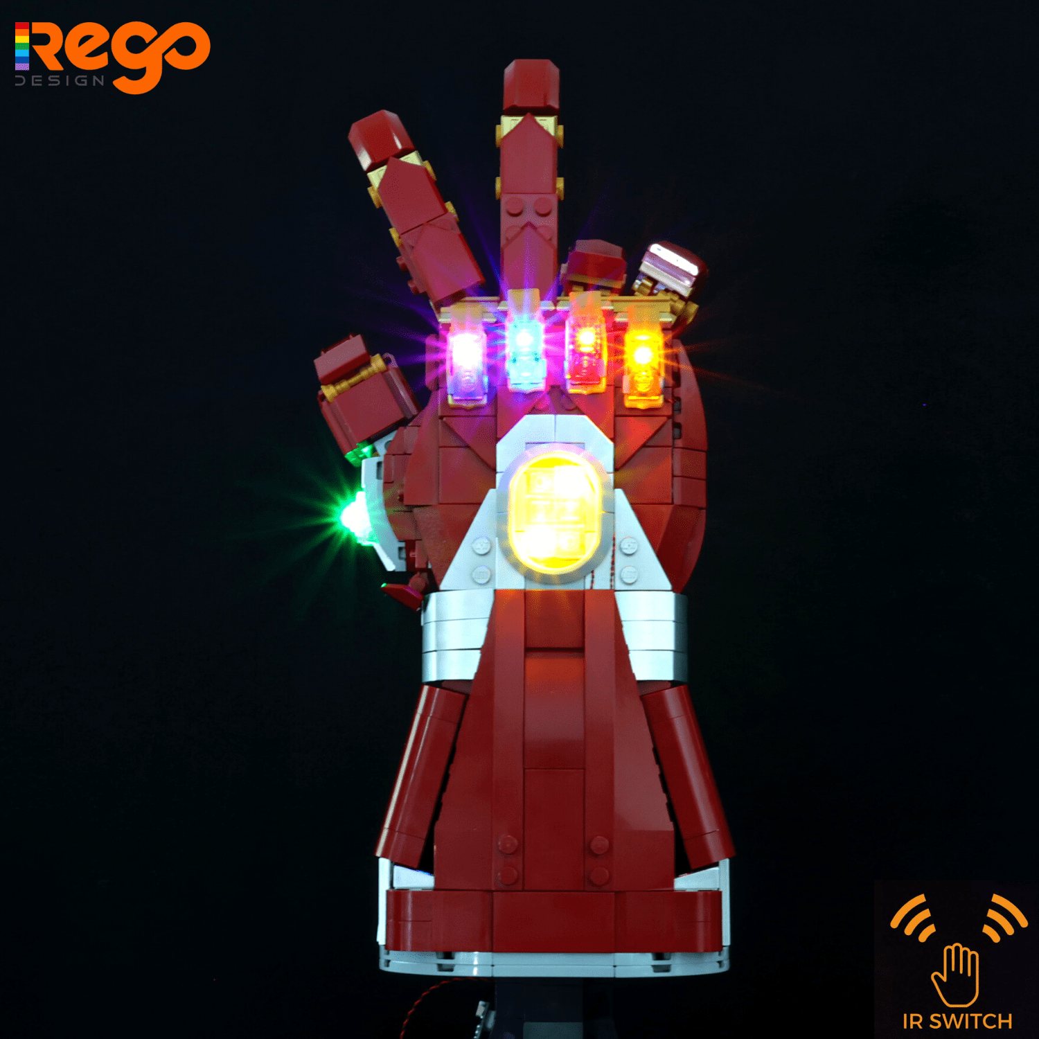 REGO DESIGN Light Building Set for IR Switch Light Kit 76223 Lego Marvel Iron Man Nano Gauntlet - Led Lighting Building Set Compatible with Legos Building Blocks Model (Lego not Included, Only Light)